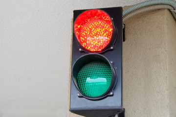 traffic light regulating entrance to the Parking lot.prohibition movement