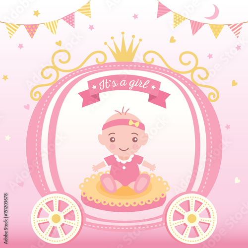 Illustration Vector Of Baby Shower Greeting Card For New Born Girls Illustration Vector Of Baby Shower Greeting Card For New Born Girls