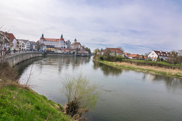 Fototapeta na wymiar .Spring trips along Danube in Bavaria, Neuburg Castle (Newcastle), Neuburg an der Donau, Germany, Europe