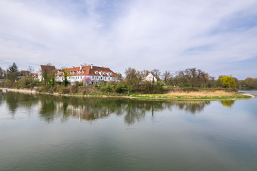 Naklejka na ściany i meble .Spring trips along Danube in Bavaria, Neuburg Castle (Newcastle), Neuburg an der Donau, Germany, Europe