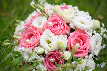 Pink and white bride's bouquet