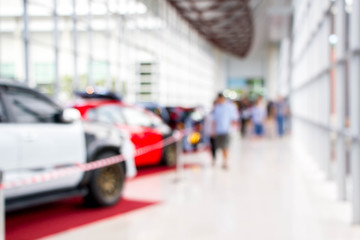 blurred visitors at motor show