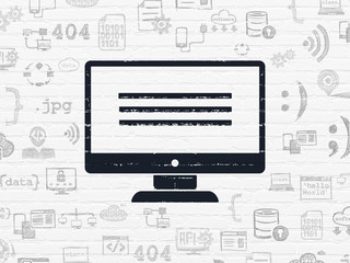 Software concept: Monitor on wall background