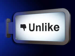Social network concept: Unlike and Thumb Down on billboard background