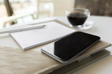 phone and coffee
