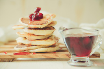 fresh hot pancakes isolated on a white