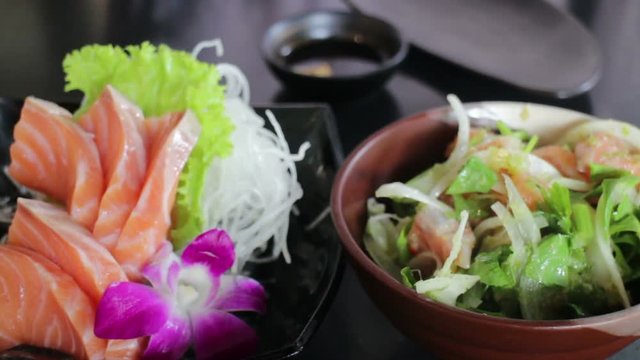 Spicy Thai Herb Salmon Salad, stock video