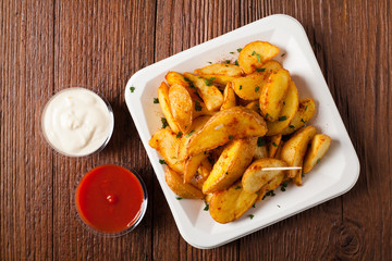 Traditional Spanish baked potato with hot pepper chili.