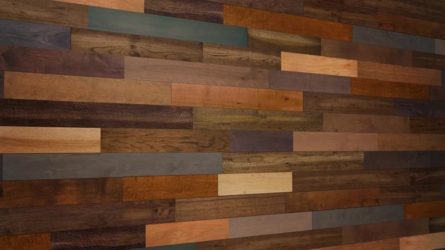 Pan across Mixed Species wood flooring background pattern 