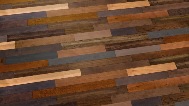 Pan across Mixed Species wood flooring background pattern 