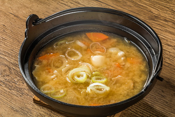 とん汁　Pork miso soup Japanese foods
