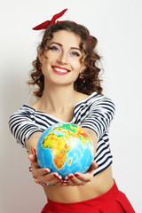 Woman with globe