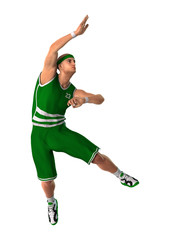 3D Rendering Basketball Player on White