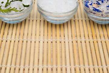white salt with the addition of trees for spa treatments on the table