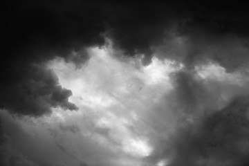 Obraz premium Dark sky and black clouds before rainy, Dramatic black cloud and thunderstorm