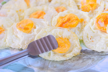 Fried egg in tray