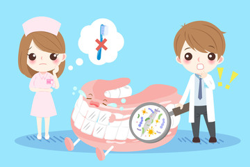 cartoon dentist with denture