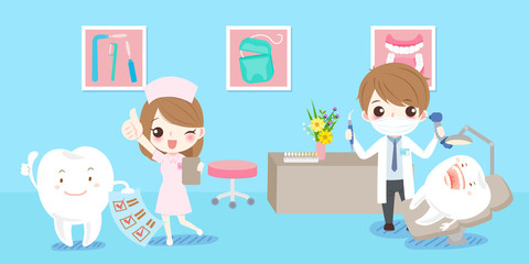 cartoon dentist with tooth