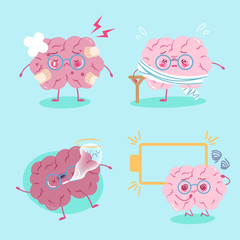 Naklejka premium cartoon brain feel pain