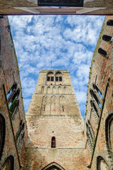 View of Ruin of old church by Bruges
