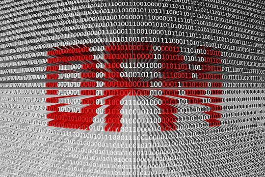 DFM as a binary code 3D illustration