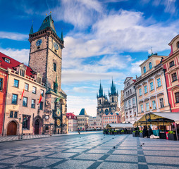 Spring morning on the Old Town square with Tyn Church.