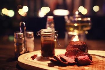 decoration of the table in the Italian restaurant