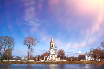 Fototapeta premium Church on the river bank