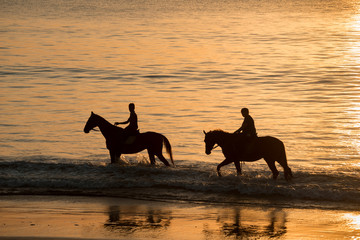 Riding at sunset