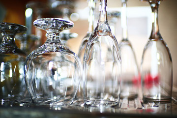 Glasses standing on a shelf