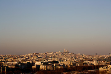 Aerial View on Montmartre Hill and Sacre-Coeur Church, Paris, France