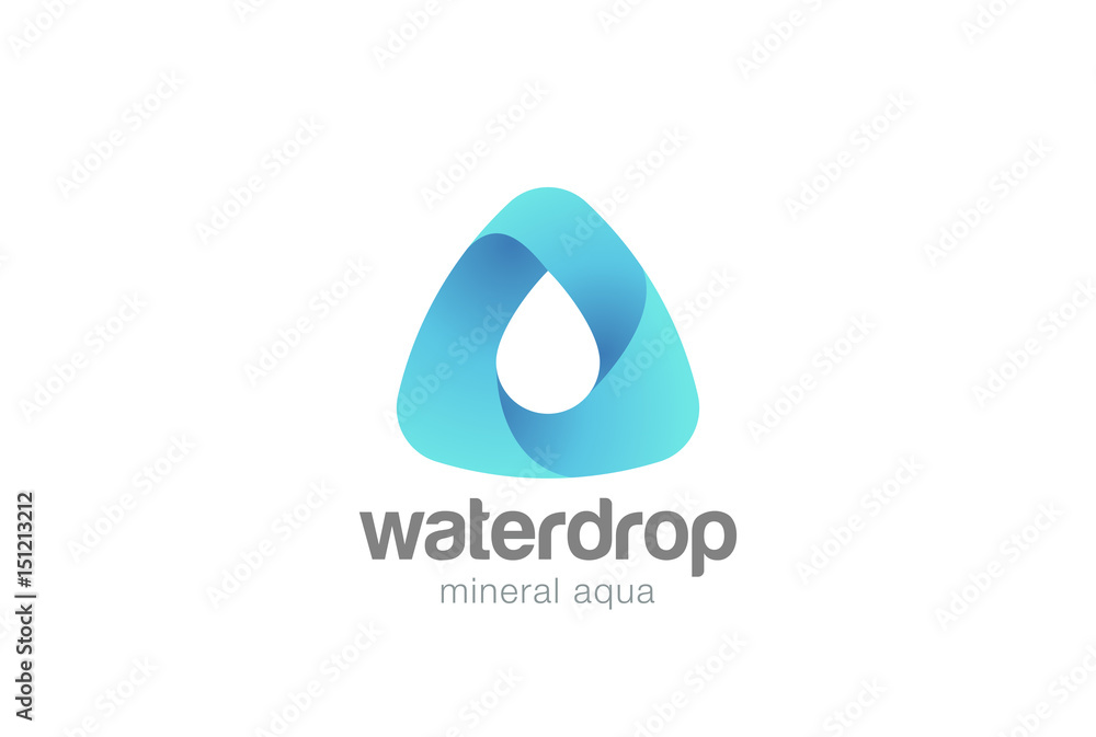Poster water drop in triangle abstract logo design vector template. waterdrop logotype. aqua droplet concep