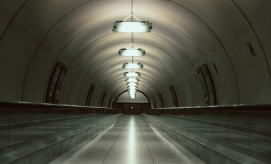 Dark tunnel or corridor, way for passengers