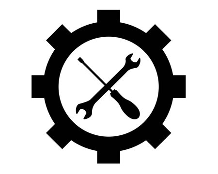 logo chiavi con ingranaggio vettoriale pittogramma