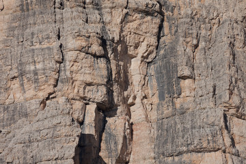 Detail of vertical Dolomites wall in Italy