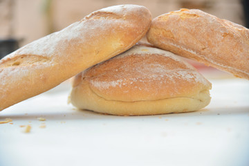 Fresh fragrant bread on the table.