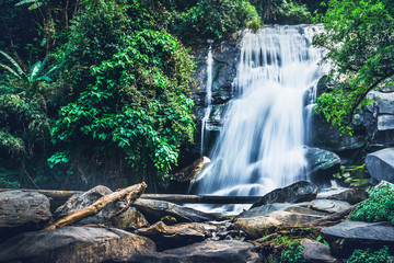 background Wallpaper nature Forest Hill Waterfall. thailand doi inthanon
