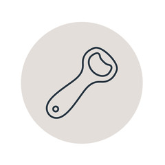 Icono plano abrebotellas inclinado lineal en circulo gris