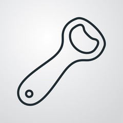 Icono plano abrebotellas inclinado lineal en fondo degradado