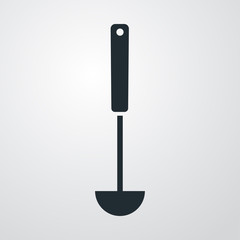 Icono plano cucharon de sopa en fondo degradado