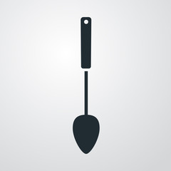 Icono plano cucharon salsa en fondo degradado