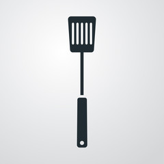 Icono plano espumadera cuadrada en fondo degradado