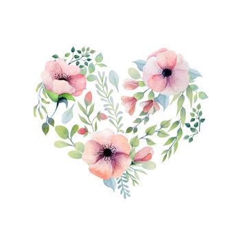 Floral abstract heart of flowers