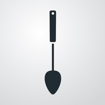 Icono plano cucharon salsa en fondo degradado
