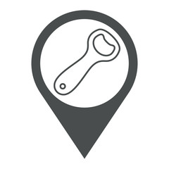 Icono plano localizacion abrebotellas inclinado lineal gris