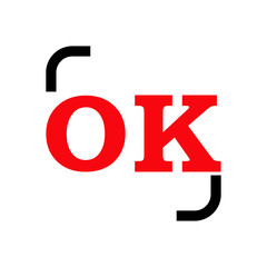 Logotipo OK negro y rojo en fondo blanco