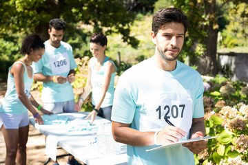 Athletes registering themselves for marathon