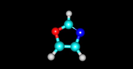 Oxazole molecular structure isolated on black