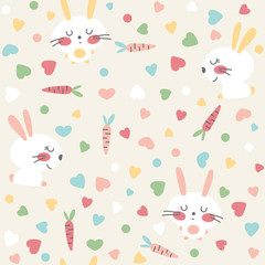 Seamless background with cute hares