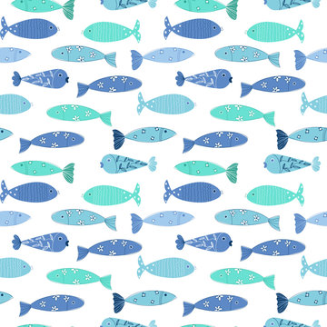 Funny fish seamless pattern.